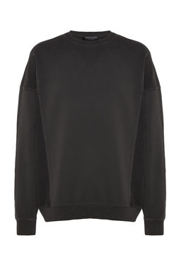 TRENDYOL MAN Antrasit %100 Pamuk Premium Oversize/Genis Kesim Eskitme/Soluk Efektli Sweatshirt TMNAW24SW00023 - Trendyolmilla фото 7