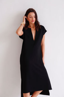 Martichelli Платье чёрное с глубоким вырезом летнее  фото 12