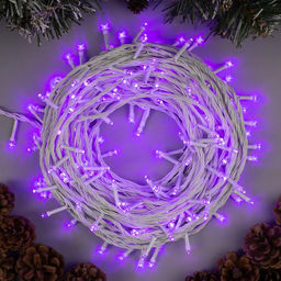 Гирлянда Нить 20 м, IP20, белая нить, 200 LED, свечение фиолетовое, 8 режимов, 220 В