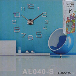 Часы аппликация 3D 100-120 см / AL040S/3 /уп 36/ серебро