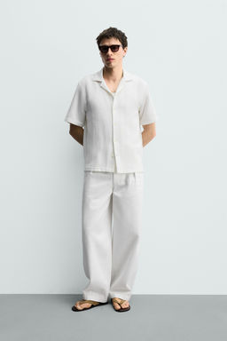 CAMISA REGULAR FIT JACQUARD RAYAS / Blanco roto