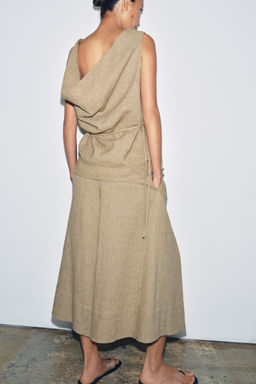 TOP CON LINO CINTUR?N ZW COLLECTION / Khaki - Zara фото 3