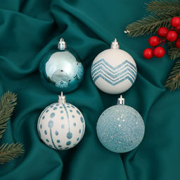 Цена за 2 шт. Ёлочные игрушки Рогнеда, шары новогодние, d=6 см, набор 4 шт., бело-голубой