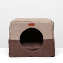 Дом трансформер Квадрат, рогожка, поролон, 43 х 42 х 34 см, бежево-коричневый - Пижон фото 3