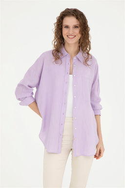 Женская сиреневая рубашка с длинным рукавом - U.s. polo assn фото 3