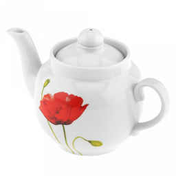 Чайник заварочный фарфоровый "Алый мак" 0,35л, д9см, h9см, форма "Янтарь" (Россия)