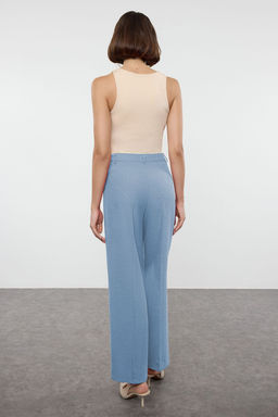 Limited Edition Ac?k Mavi Straight/Duz Kesim Dokuma Kumas Pantolon TWOAW23PL00401
