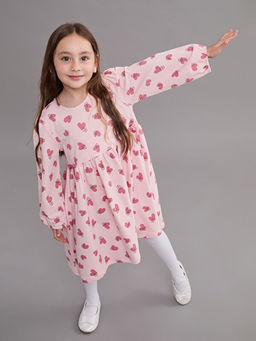 Kalp Bask?l? K?z ?ocuk Elbise