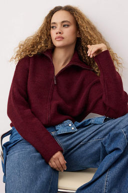 Wardrobe Essentials Bordo Wardrobe Essentiasl Yumusak Dokulu Genis Kal?p Triko H?rka TWOAW26HI00092