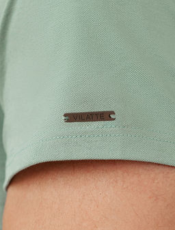 Футболка-поло из фактурного трикотажа - Vilatte фото 6