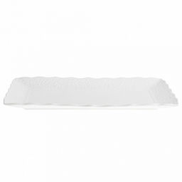 "Русь" Блюдо прямоугольное фарфоровое 407х217х30мм, белый, рельефный декор, волнистый край (Китай)