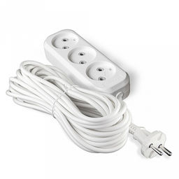Удлинитель электрический 10 метров, 2 розетки, ПВС, без заземления, еврослот, 3500Вт/16А, Е-203 (Россия)