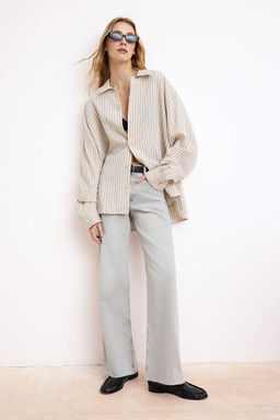 Gri Normal Bel Az Esnek Wide Leg Uzun Boy Jeans TWOSS26JE00119