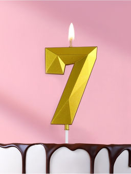 Свеча в торт на шпажке «Грань», цифра 7, золотая, 9 см, ГИГАНТ