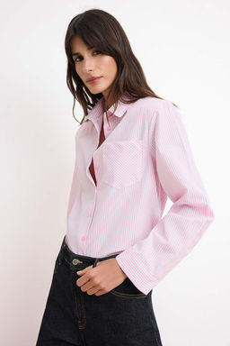 Pembe Cizgili Vatka Detayl? Gomlek TWOSS26GO00125