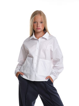 Рубашка белая для девочки в школу 22-7663 белый