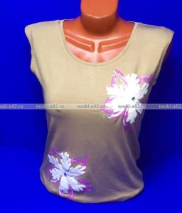 Цена за 1 шт. Футболки женские OZKAN Турция Цветы МОККО арт. 21757 XL (48-50)