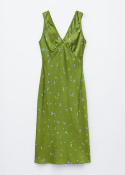 Vestido midi lencero con escote en pico - H&m фото 3