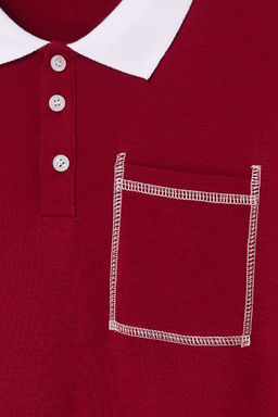 TRENDYOL MAN Bordo Oversize/Genis Kesim Dikis Detayl? Polo Yaka T-shirt TMNSS25PO00034 - Trendyolmilla фото 6