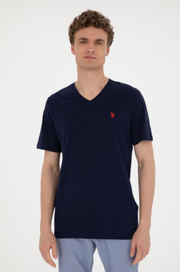 Футболка мужская U.S. Polo Assn базовая темно-синяя из хлопка фото 10
