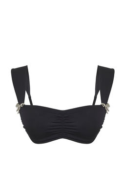 Siyah Kare Yaka Fiyonk Aksesuarl? Pretty Bikini Ustu TBESS25BU00036