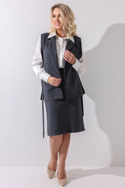 Юбка эко-замша 128/07/Графитовый - Rise фото 5