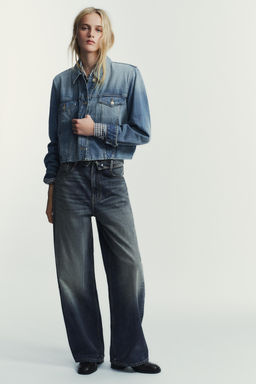 TRF FOLDED WAISTBAND MID-WAIST JEANS