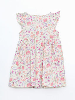 Bisiklet Yaka ?i?ekli K?z ?ocuk Elbise