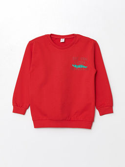 Bisiklet Yaka Uzun Kollu Bask?l? Erkek Bebek Sweatshirt