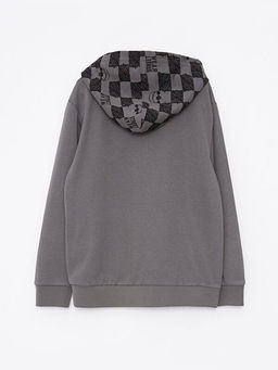 Kap??onlu Bask?l? Uzun Kollu Erkek ?ocuk Sweatshirt - Waikiki фото 2