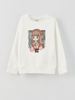 Bisiklet Yaka Bask?l? ?ift Y?nl? Payetli Uzun Kollu K?z ?ocuk Sweatshirt - Waikiki фото 3