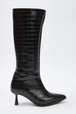 Siyah Kroko Sivri Burun Ince Topuklu Kad?n CizmeTAKAW26CZ00010 - Trendyolmilla фото 5
