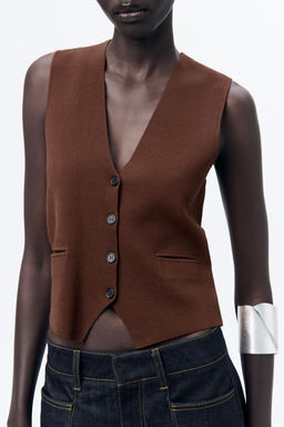 KNIT WAISTCOAT TOP WITH BACK TAB - Zara фото 7