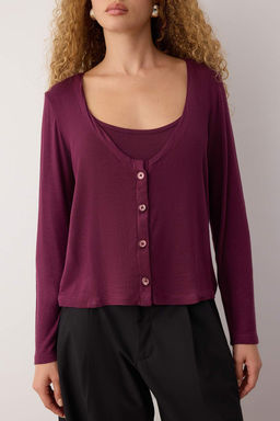 Murdum Ici Atletli Onu Dugmeli Relaxed/Rahat Kal?p Orme Bluz TWOAW26BZ00186 - Trendyolmilla фото 3