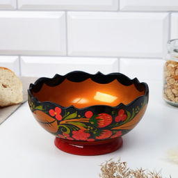 Салатник деревянный хохлома «Резной», 15-16×7 см