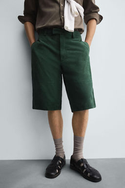 RELAXED FIT LEATHER SUEDE BERMUDA SHORTS - Zara фото 6