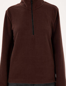 Kahverengi Comfort Fit Fermuarl_ Polar Sweatshirt