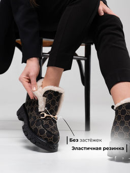 Ботинки 307.PODYUM141bl.Черный гуччи/шерсть