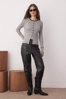 Gri Fitted/Vucuda Oturan Renk Bloklu Triko H?rka TWOAW26HI00170 - Trendyolmilla фото 2
