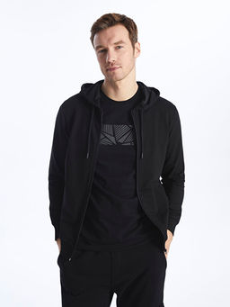 Kap??onlu Uzun Kollu Erkek Fermuarl? Sweatshirt