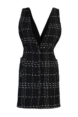 TRENDYOLMILLA Ekru Ekose / Kareli V Yaka Mini Dokuma Jile Elbise TWOAW21EL0319 фото 6