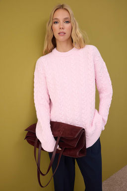 Pembe Yumusak Dokulu Genis Kal?p Triko Kazak TWOAW26KZ00135 - Trendyolmilla фото 2