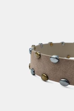 100% SUEDE LEATHER BELT WITH STUDS - Zara фото 5
