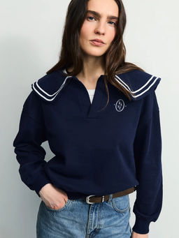 Толстовка из хлопка с отложным воротником / Zarina  фото 7