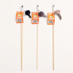 Дразнилка - удочка Норковый зверек на деревянной палочке, микс цветов - Пижон фото 5