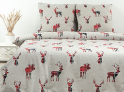 2 спальный комплект 4531-БЧ фланель "Chrismas reindeer" рис. 615602