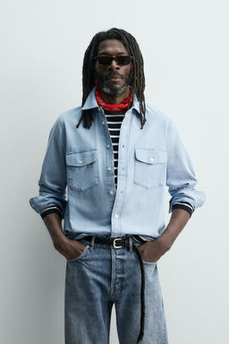 CAMISA DENIM LIGERO AARON LEVINE X ZARA / Azul medio  фото 2