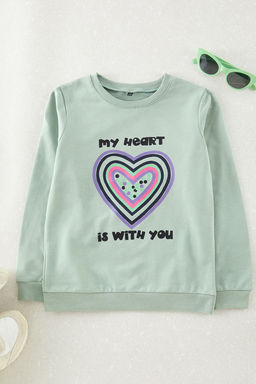 Mint K?z Cocuk Bask?l? Orme Sweatshirt TKDAW25SW00043
