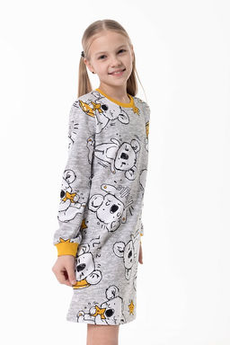 Сорочка с длинным рукавом начес М225110сж серый/желтый