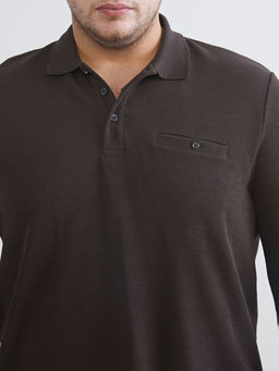B?y?k Beden Polo Yaka Erkek Sweatshirt